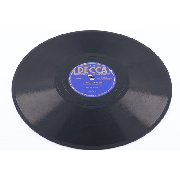 Jimmie Davis The Prisoner's Song/I Told You So 1941 10" 78 rpm Record Decca 5966 - Picture 6 of 6